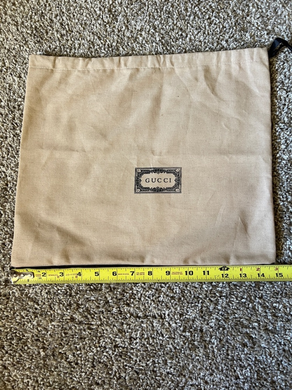Gucci Beige Canvas Drawstring Pouch with Logo